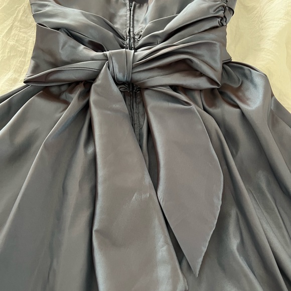 David’s Bridal Junior Semi Formal Strapless, Blue with Black Tones, Size 10 - Picture 5 of 8